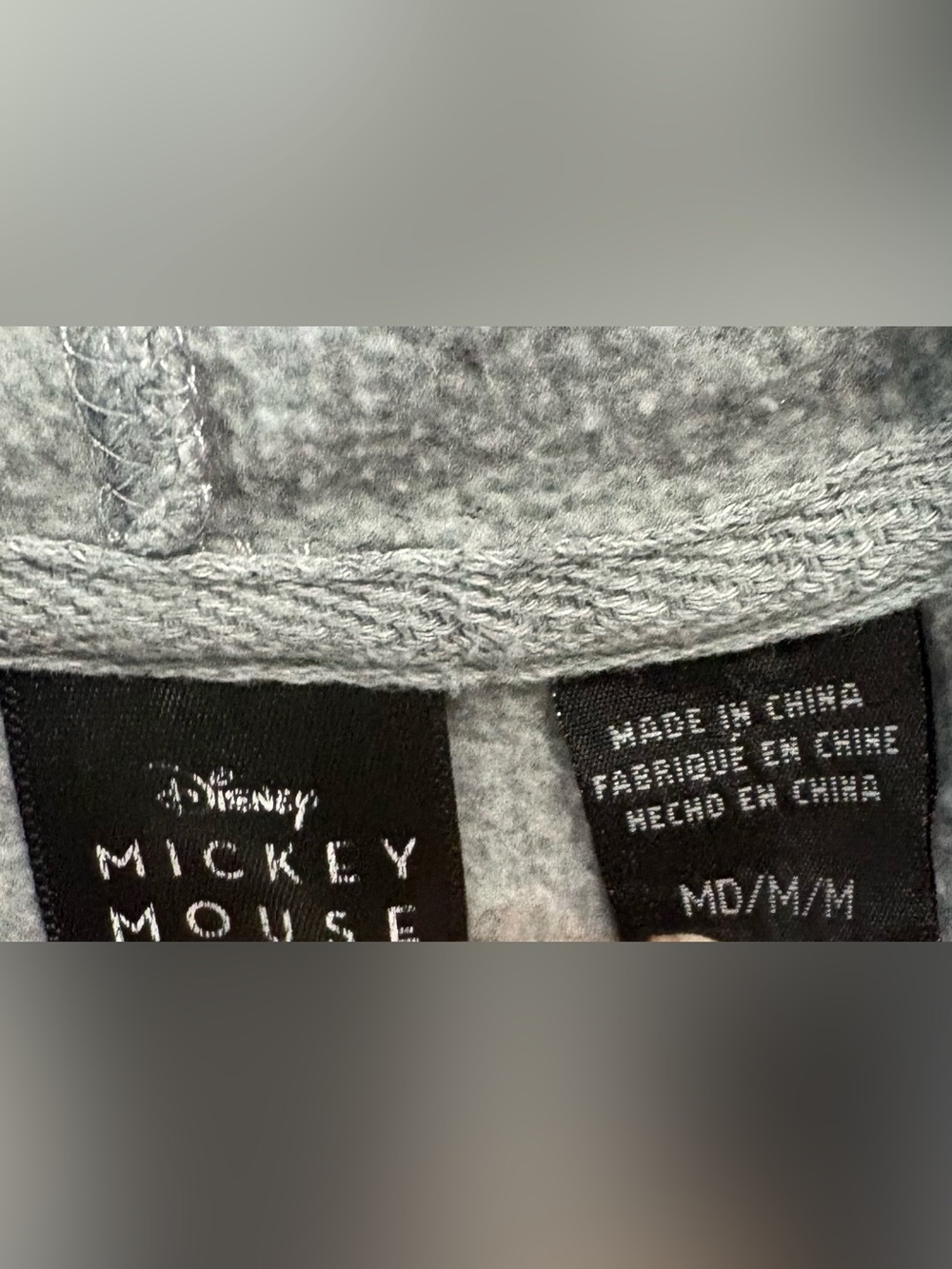Disney Gray Hoodie with Mickey Mouse Graphic in Blue, Red & Yellow - Picture 4 of 4